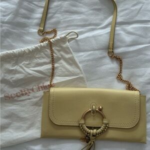 See By Chloe Butter Yellow Leather Crossbody Bag with Gold Chain